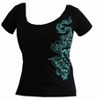 GIRL SHIRT - EDELWEISS & ENZIAN SCHWARZ T�RKIS