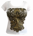 GIRL SHIRT - GLAUBEN HEISST NIX WISSEN - WEISS GOLD