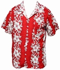 HAWAII HEMD - FLOWERS & ANCHOR - ROT