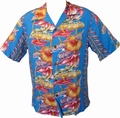 KALAKAUA - ORIGINAL HAWAIIHEMD - ANTHURIUM - ROYALE BLAU
