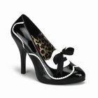 TEMPT-02 - BLACK PATENT PUMP WITH WHITE DETAIL