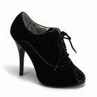 WINK-01 - BLACK VELVET PEEP-TOE LACE-UP PUMP