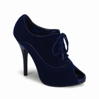 WINK-01 - DARKBLUE VELVET PEEP-TOE LACE-UP PUMP